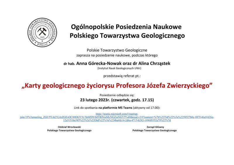 Ogólnopolskie Posiedzenia Naukowe PTGeol 23.02.3023